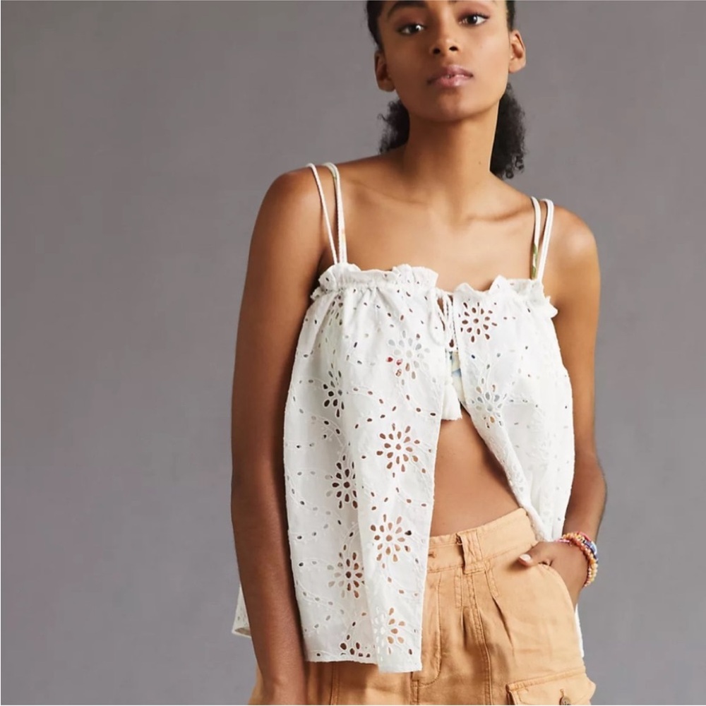🤍NWT Maeve White Eyelet Cover-Up Top